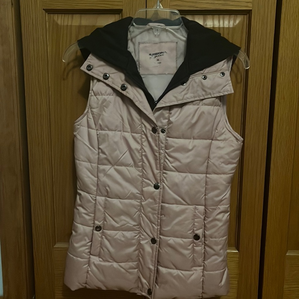 Pink Vest with grey hoodie